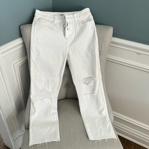 Paige Horton crop distressed jeans in white
